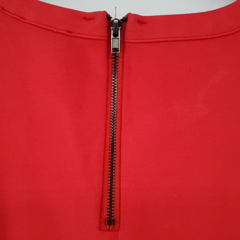 The Letter Womens Red Fitted Crop Top Long Sleeve 1/4 Back Zipper Thick Top XS - Picture 7 of 8